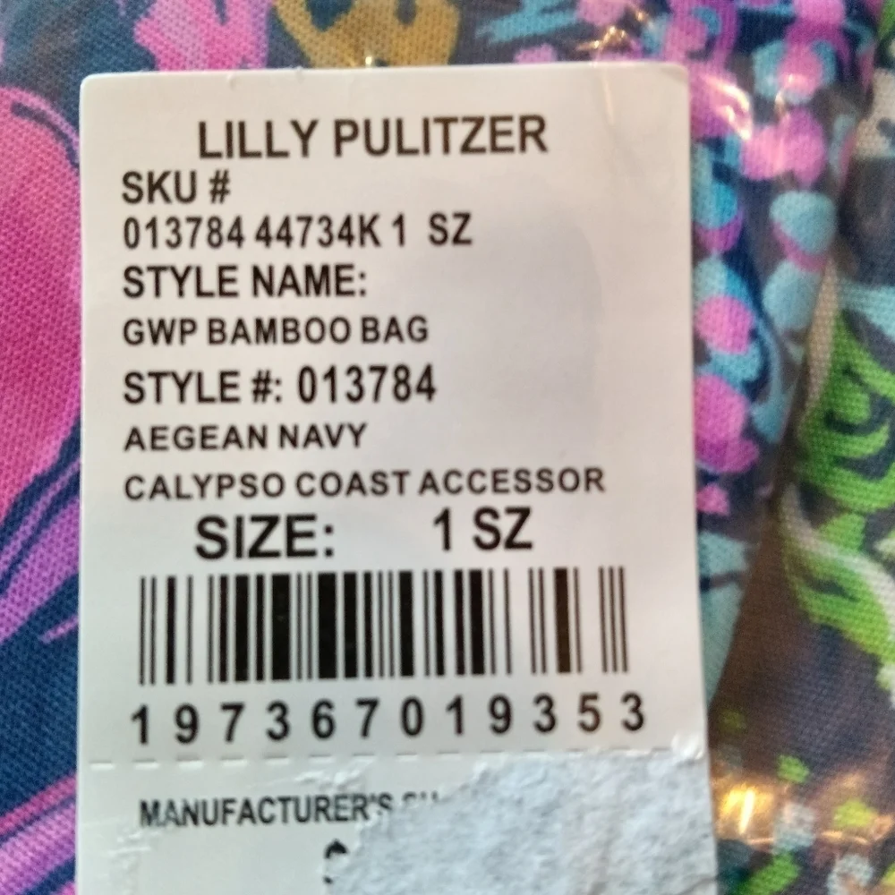 Lilly Pulitzer Bamboo Bag Purse Aegean Navy Calypso Coast NWT - Picture 4 of 9